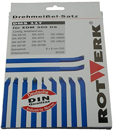 Rotwerk 80039 11-teilige Drehmeißelsatz 8 x 8 mm für Drehmaschinen