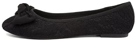 Lilley Gigi Womens Black Lacey Large Bow Ballerina - Size 3 UK - Black