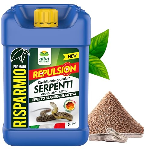 Albagarden - Disabituante Repellente Barriera Per Serpenti - Dissuasore Naturale Per Allontanare Vipere Bisce Rettili - Granulare - 5 LItri