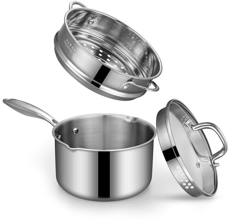 Mr. Right 11 Quart Juice Steamer Stainless Steel Fruit Vegetables Juicer Steamers with Glass Lid,Hose,Clamp,Loop Handles Stainless Steel Steam Juicer Multipots Kitchen Cookware for Making Juice,Jelly