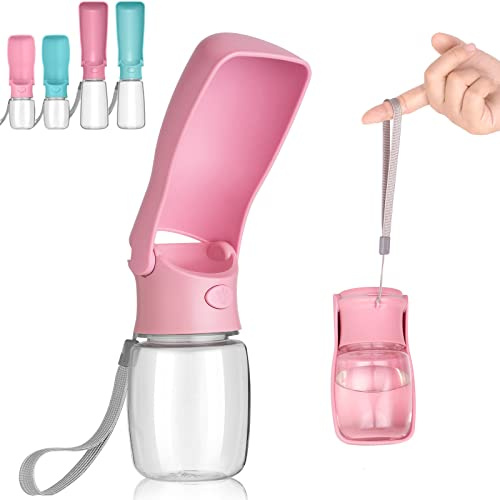 Canareen Foldable Travel Dog Water Bottle for Dog Cat Outdoor(350ml,Pink)