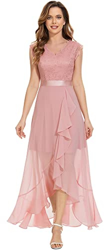 Dressystar Vokuhila - Abito da sera da donna, elegante, con scollo a V, abito da cocktail, blush, XXL