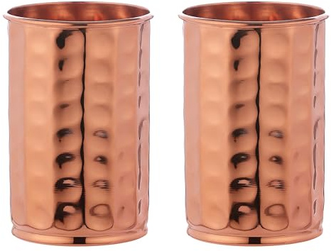 HealthGoodsIn ACCU18 Gobelet en cuivre pur, sans laquage, non doublé et sans revêtement pour les bienfaits ayurvédiques pour la santé, 300 ml (martelé), ACCU18