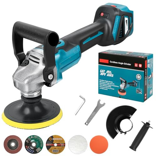 Akku Poliermaschine für Makita Akku, Exzenter Polierer Auto Poliermaschine Set, 6 variable Geschwindigkeit, zum Entfernen von Farbe und Mörtel, Auto Polieren, Schleifen, (ohne Akku)