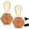 2 Stück Tischlampe aus Holz Schalter, Kleine Nachttischlampe mit Diamant-Holzsockel E27 kompatibel mit Glühlampen LED-Leuchten max60W Perfekt für Schlafzimmer Wohnzimmer oder Büro(Ohne Glühbirne)