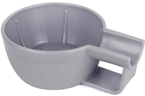 Linkidea Cuenco de plástico para jabón de afeitar con mango antideslizante, boca ancha, gran capacidad, más fácil de hacer espuma, cuenco de crema de afeitar húmeda para hombres (gris)