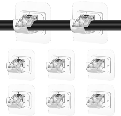 Funalix 6 Pezzi Ganci Adesivi per Tende in PVC, Supporti per Bastoni Tende Senza Fori, Adesivo Forte per Pareti Liscie, Ideale per Bagno, Cucina e Camera (Trasparenti)