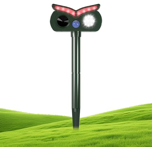 yakermur Repelente de Animales Salvajes | Repelente de Animales Alimentado por energía Solar – IPX4 Impermeable con Forma de búho de Advertencia para parterres, jardín, césped, Piscina