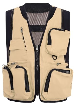 Xnihocha Kids Explorer Outdoor Explorer Safari Vest with Multi Pockets for Aged 8-16 Boys Girls Fishing Camping Hiking Play Khaki 12-16 Years