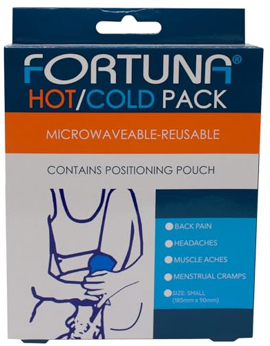 Fortuna Hot Cold Gel Pack with Adjustable Pouch – Reusable Heat Pad for Pain Relief – Small (185mm x 90mm) – Also Available in Medium and Large – Microwave and Freezer Safe