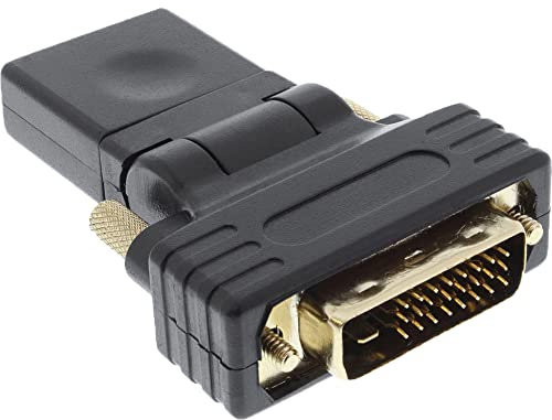 InLine 17660W HDMI-DVI Adapter, HDMI Buchse auf DVI Stecker, flexibler Winkel, vergoldete Kontakte, 4K2K kompatibel