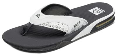 Reef Men's Sandals Fanning | Bottle Opener Flip Flops for Men, Grey/White, 13