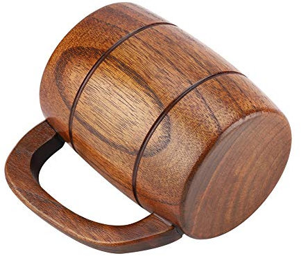 Chope de bière en bois,Jadpes Tasse à bière tasse, tasse à boire en bois capacité rétro classique en bois avec poignée pour tasse à boire eau de thé à la maison