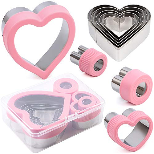 BakingWorld Heart Cookie Cutter Set,9 Piece Heart Shapes Stainless Steel Cookie Cutters Mold for Cakes Biscuits and Sandwiches,0.98/1.45/1.57/1.96/2.04/2.32/2.75/3.18/3.74 Assorted Sizes