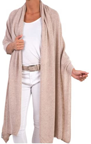 Marenza Damenstola aus gemischtem Kaschmir Made in Italy Einheitsgröße (Beige Chiaro)