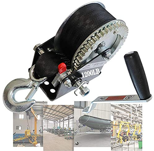 FZYE Handwindenriemen, 1200lb Windenriemen für Bootsanhänger, manuelle Winde Mini mit Bremse für ATV, Karren, Kajaks, LKW, Garagen, Hochtemperatur-Abschreckgetriebe12m