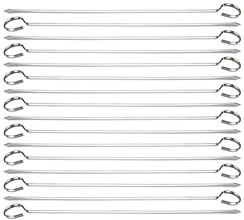 Rosenstein & Söhne Grillspieße Metall: Schaschlik-Grillspieße aus Edelstahl im günstigen 16er-Set, je 31 cm (Schaschlikdrähte, Schaschlikspieß Set, BBQ)