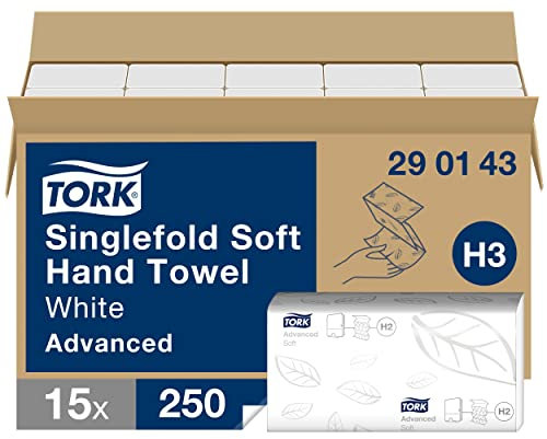 TORK 290143 Papierhandtücher (L x B) 23 cm x 22,6 cm, weiß, 15 x 250 Blatt/Packung 3750 Stück