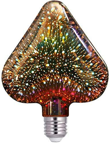 DINOWIN Bombillas Led con efecto de fuegos artificiales en 3D, E27 Bombilla Vintage Edison 4W AC85-265V Bombilla decorativa de ambientes (Corazón)