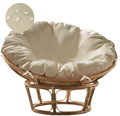 Sqodok Papasan Cushion Cover Only, 50in Outdoor Indoor Papasan Chair Cushion Covers Water Resistant, Machine Washable Papasan Chair Cushion Slipcover with Zipper and Straps (Beige)