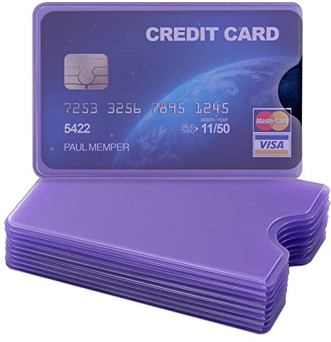 kwmobile 10x Kreditkarten Karten Schutzhülle - 10er Set Hülle für Kreditkarte EC-Karte Krankenkarte Kartenschutzhülle in Lila Transparent