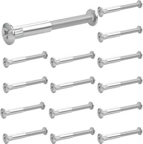 30 tornillos de conexión M6, 65-76 mm, conectores para muebles, tornillos (15 tornillos para muebles, 15 tornillos de casquillo), tornillos de conexión para muebles, armarios, tablas de madera