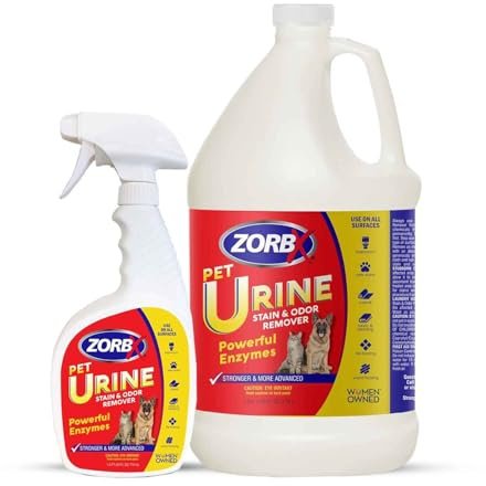 ZORBX Pet Urine Stain and Odor Remover Spray - Dog/Cat Urine Enzyme Odor Destroyer - Perfect Solution for Unpleasant Urine Odor and Stain Remover - Hardwood Floors & Carpet Cleaner (24 Oz + 128 Oz)