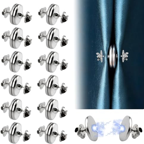 12pcs Coppie Di Fermatende Magnetici Per Tende Di Zinco, Magneti Per Tende Cravatta, Supporti Magnetici Per Tende, Magneti Per Tende, Supporti Magnetici Per Tende, Camera Da Letto, Cucina, Ufficio.
