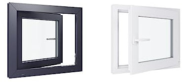 Fenêtre PVC - LxH 700x600 mm -Triple Vitrage - Bicolore blanc int/anthracite ext-poignée à gauche