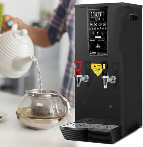 Dispensador de Agua Caliente, Hervidor de Agua Comercial, Dispensador de Agua Eléctrico Automático de Encimera con Calentamiento por Pasos de 45 l/hora, Doble Propósito, Caliente y Fría,Black