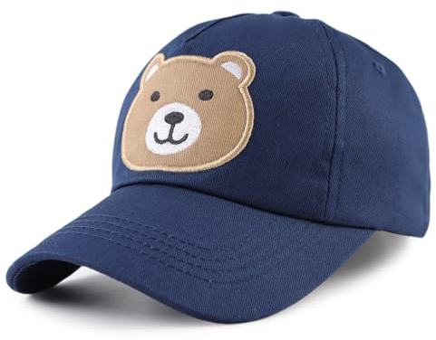 XIAOHAWANG Baseball cap Bambini Berretto da Baseball Estivo Cappellino Visiera Regolabile per Ragazze dei Ragazzi Cappello di Protezione UV per 2-10 Anni (Marino Orso, 6-24 Mesi)