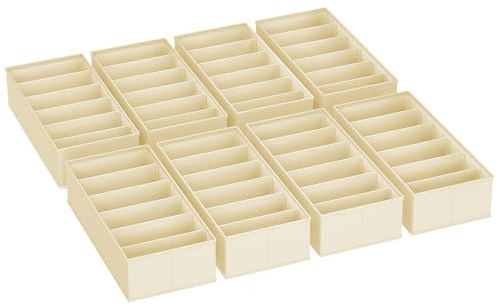 DIMJ Organizador Armario Separadores de Cajones, Organizador Cajones Cajas Almacenaje Ropa Plegable Drawer Organizer para Calcetines, Bragas, Corbatas, Objetos Varios, 8 Piezas, Beige