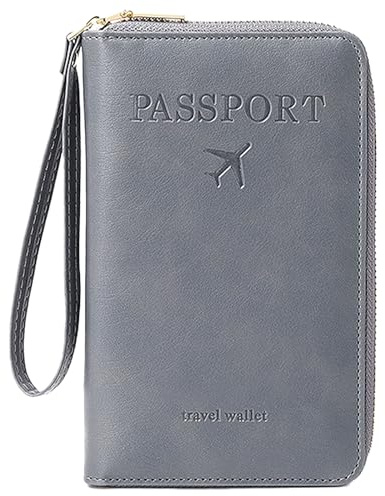 JDIEOQA Portefeuille pour passeport, blocage RFID, portefeuille de voyage en cuir PU et porte-documents, pochette de protection pour cartes de crédit, carte d'embarquement et cartes d'identité, E