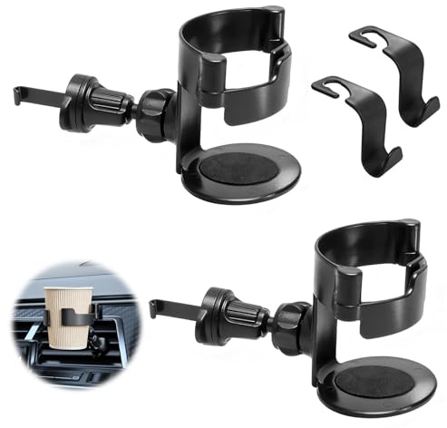 DAWRIS 2-Piece Car Cup Holder With Two Small Car Hooks, Cup Holder, Car Cup Holder Expander, Bottle Holder for Car Ashtray, Coffee Cup and Drink Can