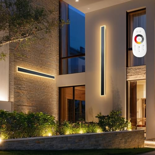 VEVOR Outdoor Wall Lights, 2 Pack, 47.2 Inch Long Strip Modern Exterior Wall Sconce Light Fixtures, 2700K-6000K, IP65 Waterproof Anti-Rust, Dimmable Outside Wall Mount Lighting, for House Porch Garage