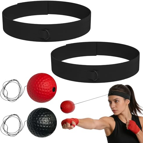 Youery Reflex Ball da Boxe,2 React Reflex Ball Plus 1 Fasce Regolabili,più Morbida della Pallina da Tennis,Sfera di Reazione,per velocità di Reazione e Coordinazione Occhio Mano per Casa e Palestra