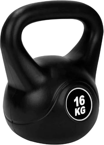 BREEZENEST Vinyl Kettlebell Hand Weight – Durable Anti-Slip Strength Training Kettle Bell for Home Gym, Cardio & Full-Body Fitness Exercise, Flat Base, Compact Design (16kg)