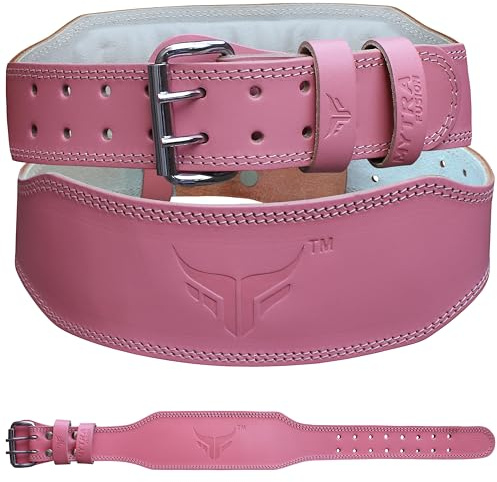 Mytra Fusion ceinture musculation femme ceinture musculation Cuir véritable ceinture fitness femme pour Gym, Fitness, Workout, Haltérophilie, Deadlift et Powerlifting (Pink, S)