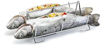 Tescoma GrandCHEF Fischhalter I Perfekt für Backofen & Grill I Kein Wenden I Erhaltene Fischhaut, kein Auslaufen von Marinade I Spülmaschinenfest I Langlebigkeit 428760