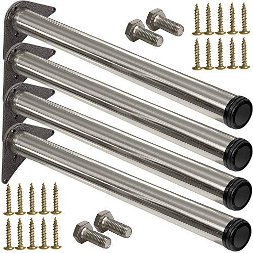 Stahlia 4 x Edelstahl Fi Tischfuß Ø60 mm Tischbeine Möbelfuß |Höhe 560 mm|höhenverstellbar + 30 mm|inkl. Befestigungsmaterial |Tischfuss Verstellfuß Möbel Fuß Füße |