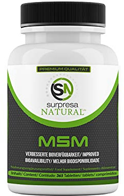 Surpresa Natural MSM-Tabletten I 1 x 365 Stück I Hochwertige Schwefel-Tabletten mit 2000mg reinem MSM, 20mg Papain & 20mg Spirulina I Vorrat für 6 Monate I hochdosiert, vegan & natürlich