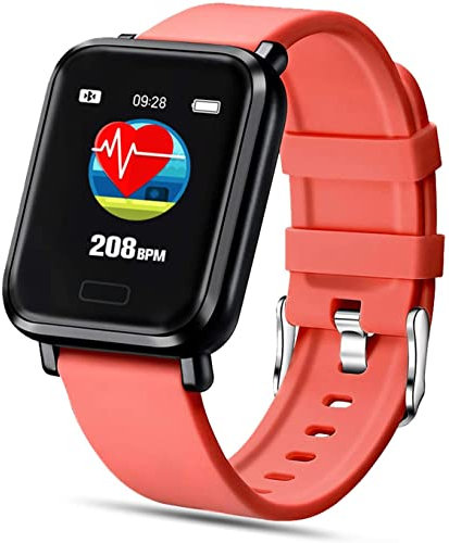 FENHOO Smartwatch, Reloj Inteligente Impermeable IP68 para Hombre Mujer Niños, Pulsera Actividad Inteligente con Pulsómetro Monitor de Sueño Podómetro Calorías Reloj Digital para Android iOS (Rojo)