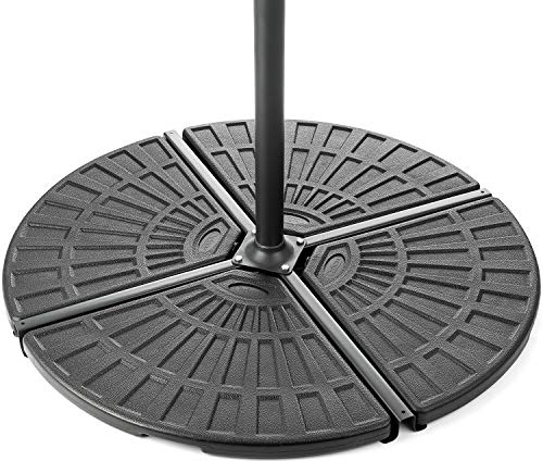 CHRISTOW Cantilever Banana Parasol Base, Garden Patio Umbrella Weights, Concrete Filled to 50kg, Heavy Duty & Weather-Resistant, 4 Sections, Fits 4.5cm to 6.5cm Cross Bases