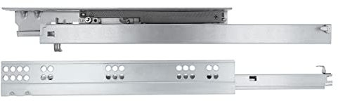 Amig - Juego de 2 guías Correderas Mod.41 de Acero Zincado para Cajones de Muebles, Cajoneras o Armarios, De Extracción Total con Autocierre, Resistencia de carga: 25 Kg/Par, Medidas: 300 mm, Plateado