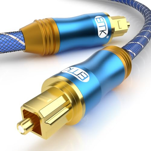 EMK Digital Optical Audio Cable Toslink Cables TOSLINK to SPDIF Male to Male Fiber Optic 24k Gold-Plated Optical Cable for Soundbar to TV, Amplifier, DVD, Speaker (Blue-1m)
