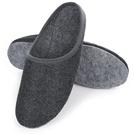 HEYO Filz Pantoletten Warme Leichte Pantoffeln Hausschuhe für Damen Herren Filzpantoffeln Größen 36-48 (Grau, EU Schuhgrößensystem, Erwachsene, Numerisch, M, 36)