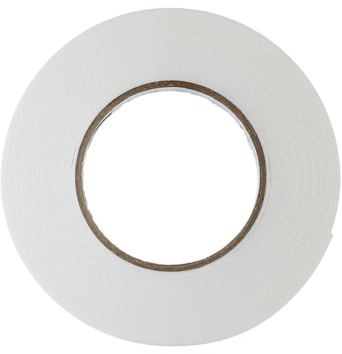Vit dubbelsidig skumtejp, starkt lim, perfekt för montering och gör-det-själv-projekt, 10 m (L) x 15 mm (B) x 1 mm (T)
