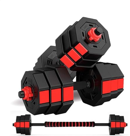 Fitness Tech - Juego de Mancuernas 2 en 1 Octogonal de 50 Kg, Set de 2 Unidades, Juego de Pesas con Barra, Alta Resistencia, Antivuelco, Entrenamiento Completo