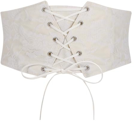 JasGood - Corset large pour femme avec ceinture élastique Waspie pour la taille, idéal pour une robe de carnaval ou un costume de festival, Blanc., Fit Taillengröße 58cm-67cm