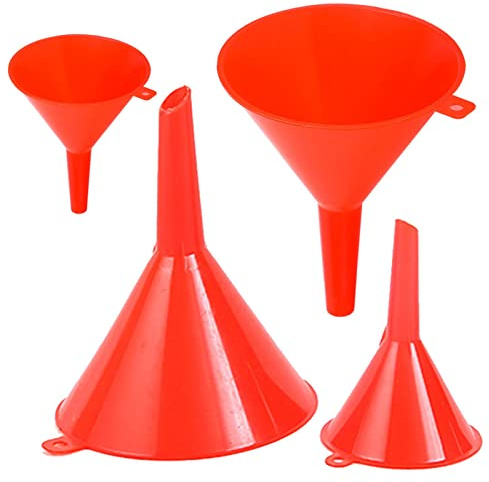 4pcs/set Kitchen Funnel for Filling Bottles Kitchen Funnel Wide Mouth PP Home Lab Flask Powder(Red)